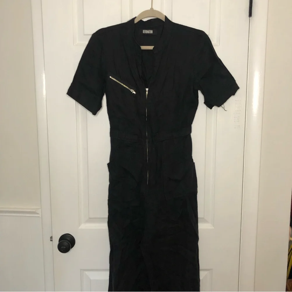 Reformation Flawed Linen Zip Jumpsuit